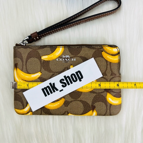 COACH Signature Corner Zip Wristlet Banana Print - Picture 10 of 12